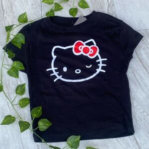 Hello Kitty Sanrio Wink Crop Top Shirt Tee Edgy Black 90s Y2K NWT New Kidcore HK